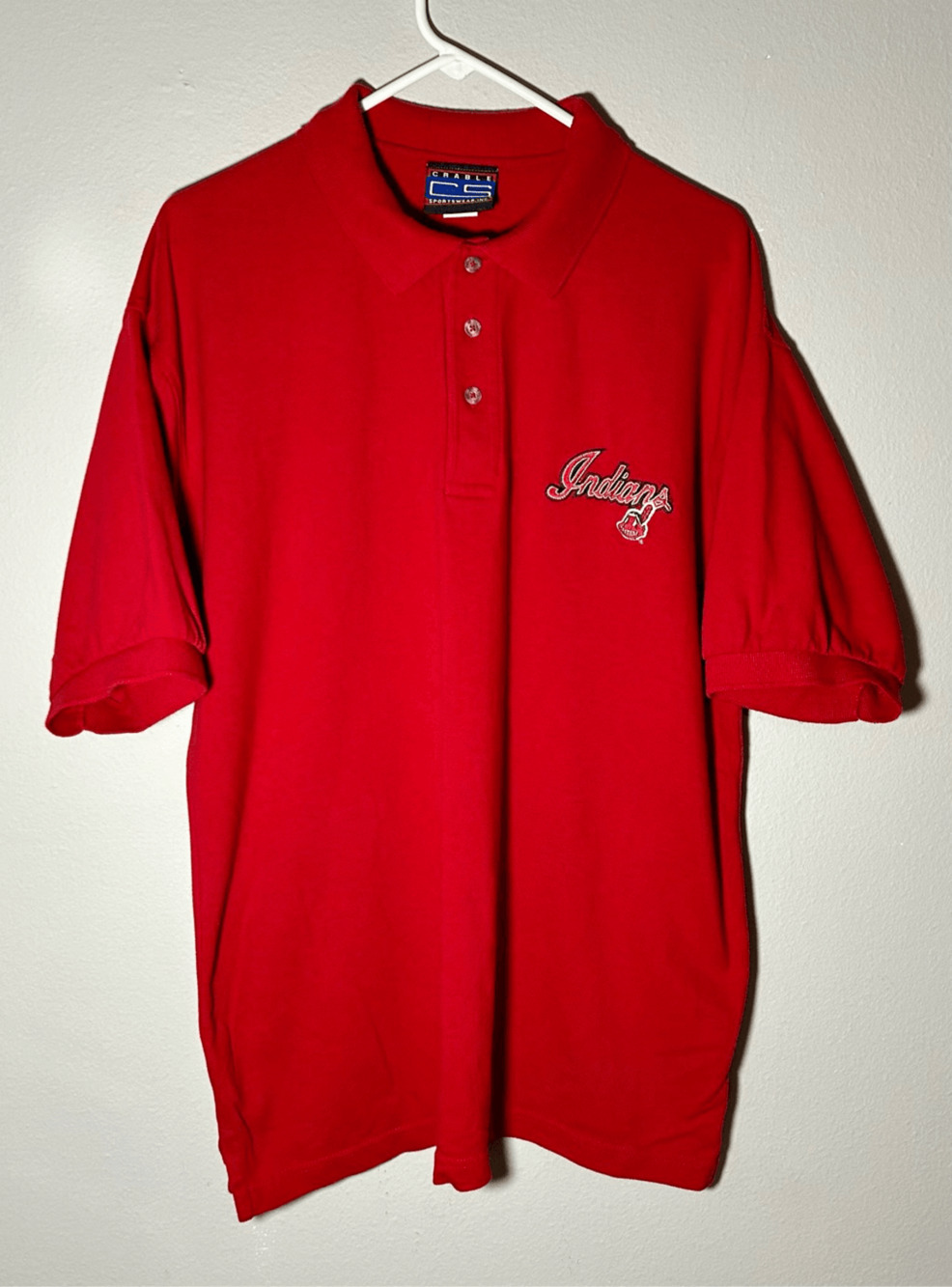 Vintage Cleveland Indians MLB Embroidered Chief Wahoo Red Polo 100% Cotton XL